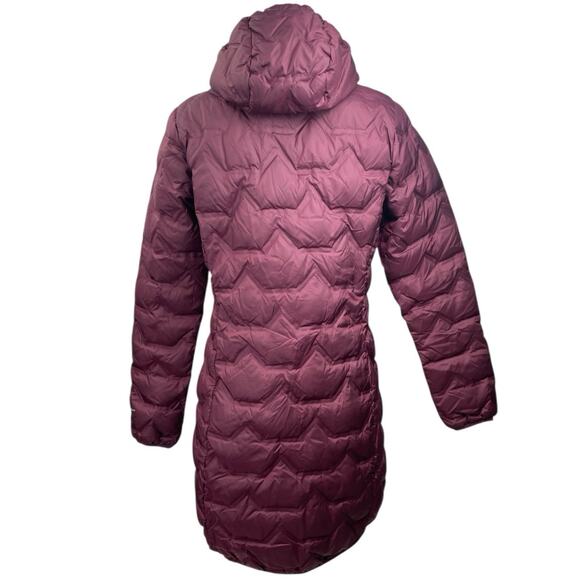 Columbia Delta Ridge Long Down Red Hooded Puffer Quilted Full Zip Jacket Size XS - Picture 3 of 5